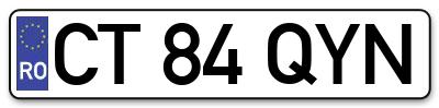 Placuta inmatriculare numar auto  CT-84-QYN, CT 84 QYN, CT84QYN