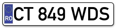 Placuta inmatriculare numar auto  CT-849-WDS, CT 849 WDS, CT849WDS
