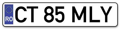 Placuta inmatriculare numar auto  CT-85-MLY, CT 85 MLY, CT85MLY