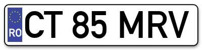 Placuta inmatriculare numar auto  CT-85-MRV, CT 85 MRV, CT85MRV