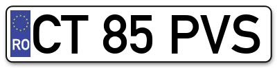 Placuta inmatriculare numar auto  CT-85-PVS, CT 85 PVS, CT85PVS