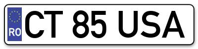 Placuta inmatriculare numar auto  CT-85-USA, CT 85 USA, CT85USA