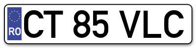 Placuta inmatriculare numar auto  CT-85-VLC, CT 85 VLC, CT85VLC