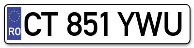 Placuta inmatriculare numar auto  CT-851-YWU, CT 851 YWU, CT851YWU