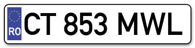 Placuta inmatriculare numar auto  CT-853-MWL, CT 853 MWL, CT853MWL