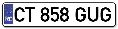 Placuta inmatriculare numar auto  CT-858-GUG, CT 858 GUG, CT858GUG