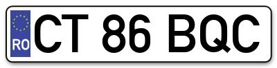 Placuta inmatriculare numar auto  CT-86-BQC, CT 86 BQC, CT86BQC