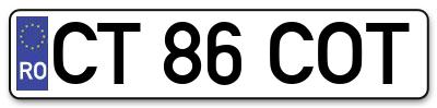 Placuta inmatriculare numar auto  CT-86-COT, CT 86 COT, CT86COT