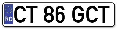 Placuta inmatriculare numar auto  CT-86-GCT, CT 86 GCT, CT86GCT