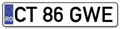 Placuta inmatriculare numar auto  CT-86-GWE, CT 86 GWE, CT86GWE