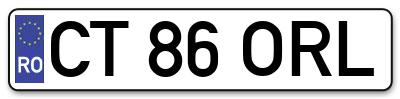Placuta inmatriculare numar auto  CT-86-ORL, CT 86 ORL, CT86ORL