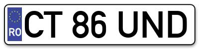 Placuta inmatriculare numar auto  CT-86-UND, CT 86 UND, CT86UND
