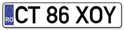 Placuta inmatriculare numar auto  CT-86-XOY, CT 86 XOY, CT86XOY