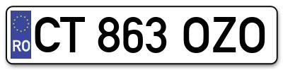 Placuta inmatriculare numar auto  CT-863-OZO, CT 863 OZO, CT863OZO