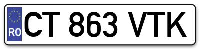 Placuta inmatriculare numar auto  CT-863-VTK, CT 863 VTK, CT863VTK