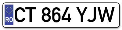 Placuta inmatriculare numar auto  CT-864-YJW, CT 864 YJW, CT864YJW