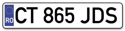 Placuta inmatriculare numar auto  CT-865-JDS, CT 865 JDS, CT865JDS