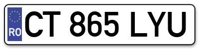Placuta inmatriculare numar auto  CT-865-LYU, CT 865 LYU, CT865LYU