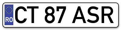 Placuta inmatriculare numar auto  CT-87-ASR, CT 87 ASR, CT87ASR