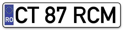 Placuta inmatriculare numar auto  CT-87-RCM, CT 87 RCM, CT87RCM