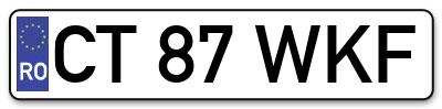 Placuta inmatriculare numar auto  CT-87-WKF, CT 87 WKF, CT87WKF