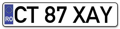 Placuta inmatriculare numar auto  CT-87-XAY, CT 87 XAY, CT87XAY