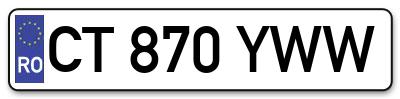 Placuta inmatriculare numar auto  CT-870-YWW, CT 870 YWW, CT870YWW