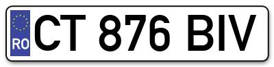 Placuta inmatriculare numar auto  CT-876-BIV, CT 876 BIV, CT876BIV