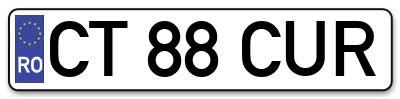Placuta inmatriculare numar auto  CT-88-CUR, CT 88 CUR, CT88CUR