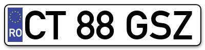Placuta inmatriculare numar auto  CT-88-GSZ, CT 88 GSZ, CT88GSZ