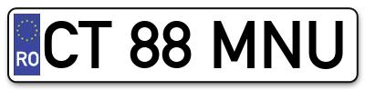 Placuta inmatriculare numar auto  CT-88-MNU, CT 88 MNU, CT88MNU