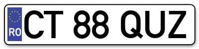 Placuta inmatriculare numar auto  CT-88-QUZ, CT 88 QUZ, CT88QUZ
