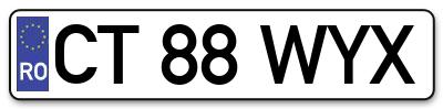 Placuta inmatriculare numar auto  CT-88-WYX, CT 88 WYX, CT88WYX