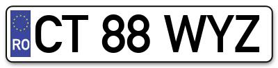 Placuta inmatriculare numar auto  CT-88-WYZ, CT 88 WYZ, CT88WYZ