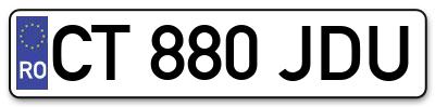 Placuta inmatriculare numar auto  CT-880-JDU, CT 880 JDU, CT880JDU