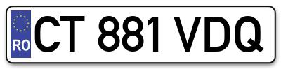 Placuta inmatriculare numar auto  CT-881-VDQ, CT 881 VDQ, CT881VDQ