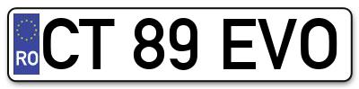 Placuta inmatriculare numar auto  CT-89-EVO, CT 89 EVO, CT89EVO