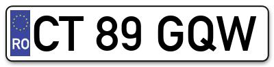 Placuta inmatriculare numar auto  CT-89-GQW, CT 89 GQW, CT89GQW