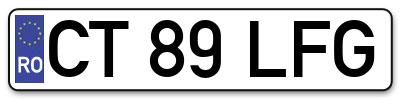 Placuta inmatriculare numar auto  CT-89-LFG, CT 89 LFG, CT89LFG