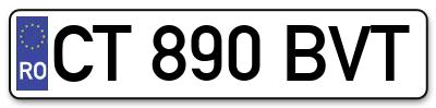 Placuta inmatriculare numar auto  CT-890-BVT, CT 890 BVT, CT890BVT