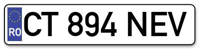 Placuta inmatriculare numar auto  CT-894-NEV, CT 894 NEV, CT894NEV