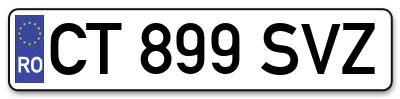 Placuta inmatriculare numar auto  CT-899-SVZ, CT 899 SVZ, CT899SVZ