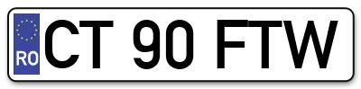 Placuta inmatriculare numar auto  CT-90-FTW, CT 90 FTW, CT90FTW