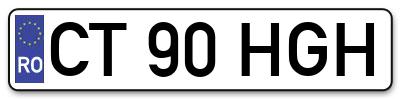 Placuta inmatriculare numar auto  CT-90-HGH, CT 90 HGH, CT90HGH