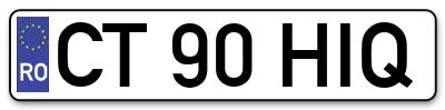 Placuta inmatriculare numar auto  CT-90-HIQ, CT 90 HIQ, CT90HIQ