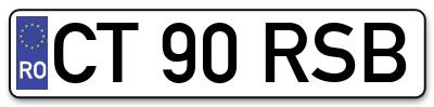 Placuta inmatriculare numar auto  CT-90-RSB, CT 90 RSB, CT90RSB