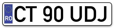 Placuta inmatriculare numar auto  CT-90-UDJ, CT 90 UDJ, CT90UDJ