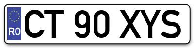 Placuta inmatriculare numar auto  CT-90-XYS, CT 90 XYS, CT90XYS
