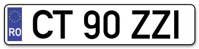 Placuta inmatriculare numar auto  CT-90-ZZI, CT 90 ZZI, CT90ZZI