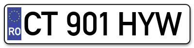 Placuta inmatriculare numar auto  CT-901-HYW, CT 901 HYW, CT901HYW